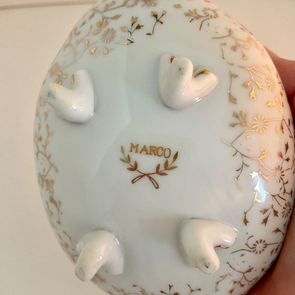 Vintage Marco Fine Porcelain White Gold Floral Flower Pattern Trinket Bowl - Picture 3 of 7